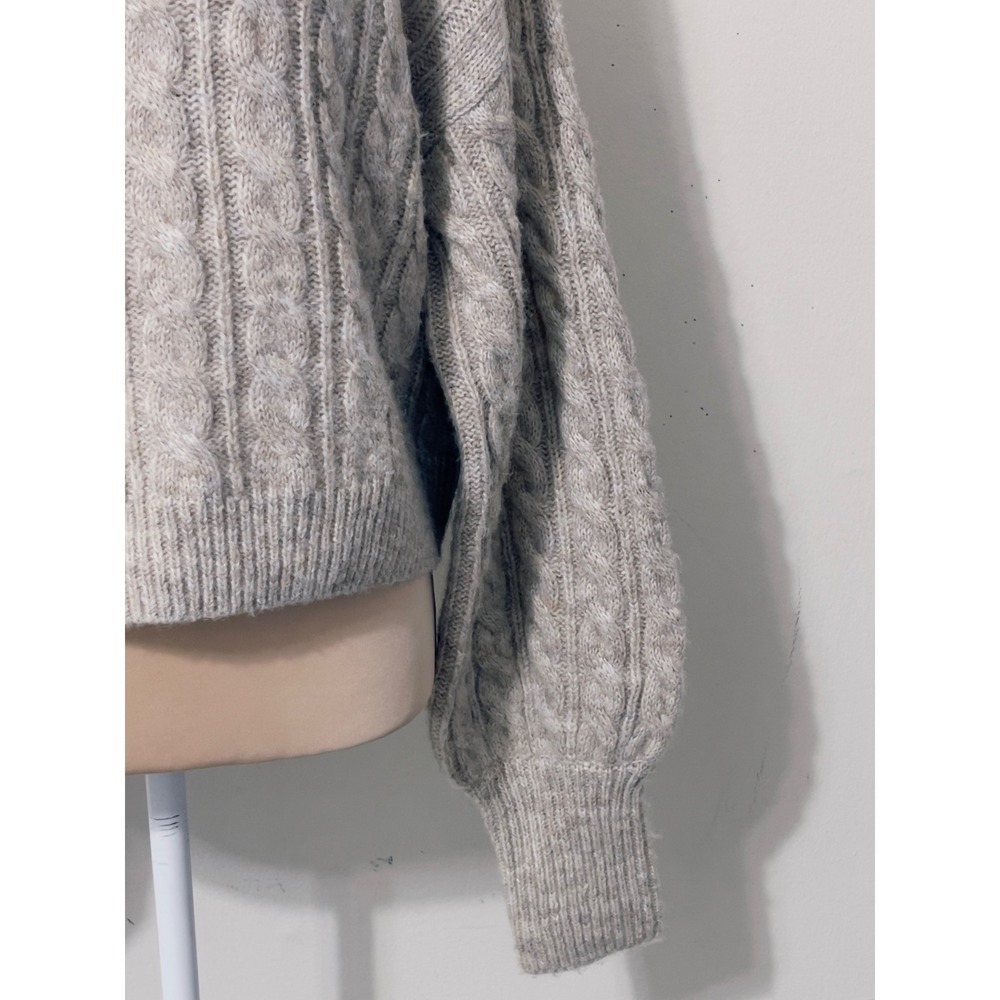 Olivaceous Cable Knit Wool Blend Sweater Beige Small Neutral Chunky Cottagecore - Picture 2 of 9